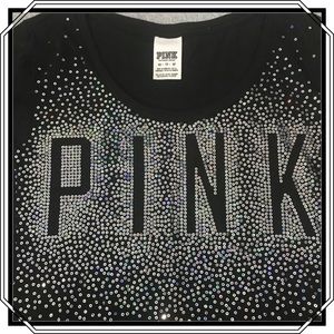 Pink by VS Black Sequin Shirt Size XS NWOT